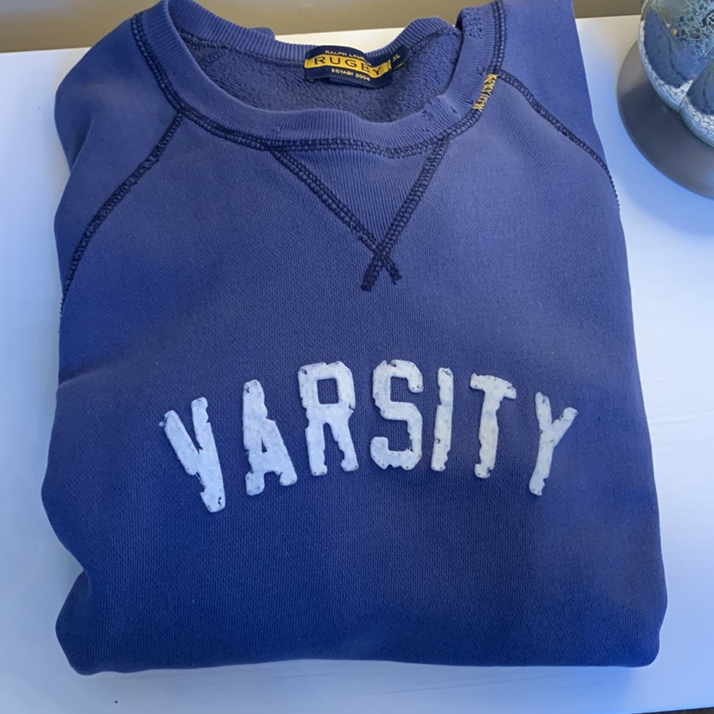 XL RALPH LAUREN rugby vintage sweatshirt distressed